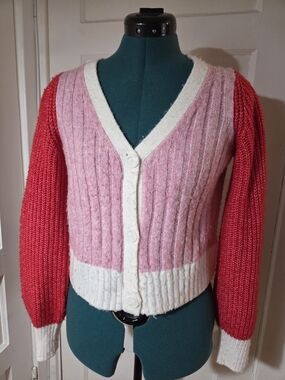 Jessica Simpson Knit Cardigan - White, Pink, Red